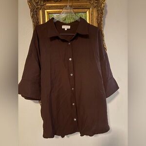 Entro Brown Leopard Print Casual Button-Down Shirt